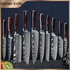 Kitchen Knife Set Japanese Damascus Pattern Stainless Steel Cleaver Chef's Knife
