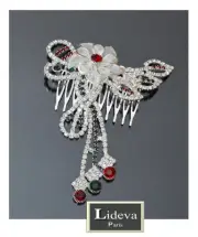 Side Comb Plug Comb Slides Silver Plated Zirconia Filigree Crystal Clear