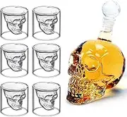 Wine Decanter Set Skull Carafe 19oz with Stopper and 6 Whiskey Glasses (1 Wine Decanter 550ml, 6 Glasses 75ml) 550ml+75ml