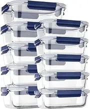 [coccot] Glass Food Storage Containers with Lids Airtight, 10 Pack Meal Prep Containers, Bpa-free Lid Glass Lunch Box