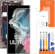 OLED for Samsung Galaxy S22 Ultra 5G Screen Replacement for Samsung S22 Ultra LCD Display SM-S908B SM-S908U LCD Digitizer Touch Screen Assembly Burgundy with Frame(US Version,Support Fingerprint)