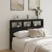 Headboard Cabinet LED Black 140x17x102 cm storage modern stylish RGB 9197