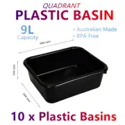 10x Rectangular Plastic Wash Basin 9L Tub Oil Tray Storage Basket Container Box