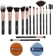 (Rose Gold) - Makeup Brushes Rose Golden 14 Pcs Makeup Brush Set with Makeup Sponge and Brush Cleaner Premium Synthetic Kabuki Brushes for Foundation Face Powder Blush Eyeshadow Cruelty-Free Brochas De Maquillaje