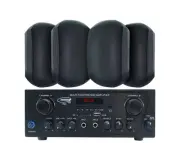 Waterproof Outdoor Speaker Package with 160W Bluetooth Amplifier Black 172C+2xWT