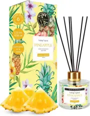 Pineapple Scented 4.06 Oz (120Ml) Reed Diffuser Set with 6 Fiber Sticks for Room