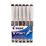 Pilot V Pen Disposable Fountain Pen Black Wallet (Pack 6) NEW