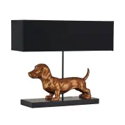 Dachshund Elegance Fabric Shade Desk Table Light Lamp Black/Gold