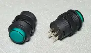 2Pcs R16-503BD Green Illuminated push button switch SPST Momentary 3A 4pins 250V