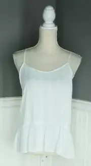 NEW pink republic Sheer White Blue striped 100% rayon tank top Size M NWT