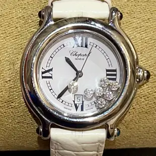 法國精品 CHOPARD 蕭邦  7顆 跳舞跑鑽 快樂鑽 HAPPY DIAMONDS 石英 手錶 女錶 快樂鑽石女腕錶