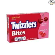 TWIZZLERS Bites Cherry Candy Movie Theatre Size Boxes, Red, 5 Ounce (Pack of 12)