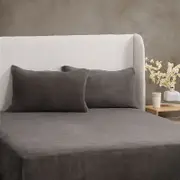 Sheraton Luxury Cosy Teddy Fitted Sheet Set Charcoal (Single, King Single, Double, Queen, King)