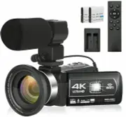 4K Camcorder Ultra HD Video Camera with Microphone Wide Angle Lens for youtube