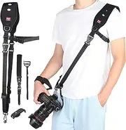 Camera Strap with Camera Wrist Strap Set, Quick Release Camera Shoulder Strap with Safety Tether and Quick Attach Plate, Adjustable Camera Neck Strap for DSLR SLR Camera