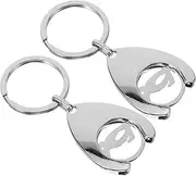 [VALICLUD] 2pcs Metal Trolley Tokens Key Chains Durable Shopping Cart Coins Unique Key Ring Convenient Pull out Design for Outdoor Shopping Use