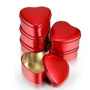 6pcs Heart Shaped Metal Tins Box With Lids Boxes Heart Empty Tin Biscuits Candies Jar For Valentine red