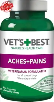 Vet’s Best Aches Pains Dog Supplement Hip Joint Support Discomfort 50 Tablets