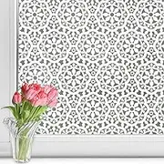 ConCus-T Frosted Glass Privacy Window Film Stained Glass, White Snowflake Pattern Decorative Glass Film, No Glue Vinyl Window Coverings Film for Bedroom Kitchen Home, 35.43"x78.74"