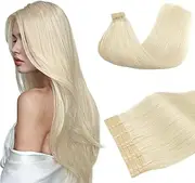 DOORES Tape in Hair Extensions Human Hair Platinum Blonde 45cm 50g 20pcs Real Human Hair Extensions Tape in Skin Weft Real Straight Natural Hair Extensions