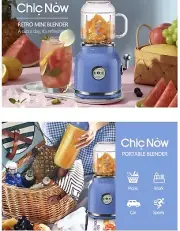 Chic Now Personal Portable Smoothie Blender 21 Oz Travel Tumbler Blue