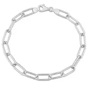 Amour Sterling Silver 6mm Polished Paperclip Chain Anklet -9 in.