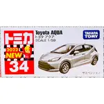 日本 正版  TAKARA TOMY 34 TOYOTA AQUA 多美小汽車