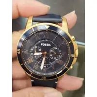 在飛比找蝦皮購物優惠-*FOSSIL 羅馬優雅風計時皮帶手錶FS4835-深藍色面