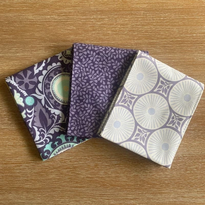 Moda Purple Floral Fat Quarter Set Cotton Fabric | includes 3