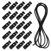 40 Pcs Double Hole Cord Locks with Elastic Cord, Black