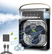 Mini USB Table Air Fan with Water Atomiser, Fragrance Diffuser, Timer Automatic Shut-Off, Rotatable,Quie（black）