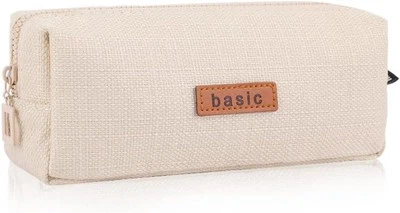 Small Pencil Case Zipper Coin Pouch Canvas Pen Holder Marker Cosmetic Makeup Bag