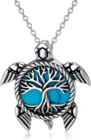 Sea Turtle Necklace Sterling Silver Tree of Life Compass Tortoise Pendant Gifts