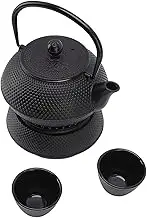 Generic Tea Set, Cast Iron Tea Kettle 800ml Cast Iron Kettle Set Teapot with Mat Warmer Cups Strainer for Guest Reception and Home Decor
