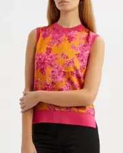 TED BAKER Metropolis Bright Printed Sleeveless Top Sz 2 NWT