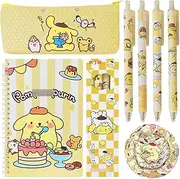 Koiswim Cute Pompompurin School Supplies Set - Gel Pens, Journal Notebook, 50 Stickers, Pencil Cse, Kawaii Stationery Set, Back to School Gift, Yellow Pompompurin