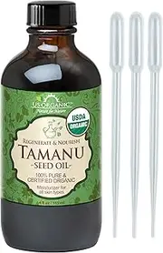 US Organic Tamanu Oil, USDA Certified Organic, Pure Virgin Cold Pressed Unrefined, Dark Green Color, Sourced from Southeast Asia_Improved cap_4oz (115 ml)