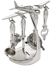 Godinger Airplane 5pc Bar Tool Set with Stand