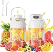 Seyicot Portable Blender for Smoothie, Ice Crush & Juice, 1L Blender Cup & Direct Drinking Cup, Dishwasher Safe, Cordless, Leakproof, Perfect for Outdoor, Gym, Kitchen, Office (White)
