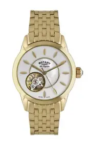 Ladies Rotary Automatic Swiss Made Tourbillion New Gold Plated Watch