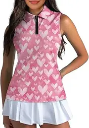 [Suobstales] Sleeveless Golf Polo Shirts for Women Quick Dry Collared Polo Shirts Athletic Tank Tops Lightweight Tennis Shirts