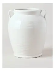 [Heritage] Carrey Round Ceramic Vase With Handles 28cm in White