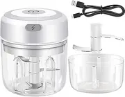 Electric Mini Garlic Chopper - USB Rechargeable Portable Food Processor, Stainless Steel Blades Food Blender for Garlic, Onions, Meat, Chili - Compact Kitchen Gadget