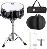 Snare Drum Set for Kids Students Beginners Kit, 14 Inch, 10 Lugs, Wooden Shell w