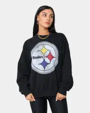 [MITCHELL & NESS] Mitchell And Ness Oversized Extra Large Print Steelers Crewneck Vintage Black - Size S S Vintage Black