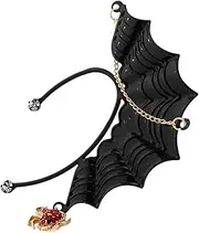 [IWOWHERO] Unique Gothic Spiderweb Ear Cuff Fashionable Decorative Clip-on Earring Non-piercing Cobweb Design Women's Accessory