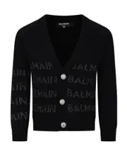 logo-embroidered cardigan 14Y Black