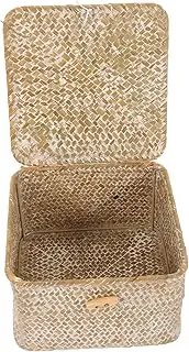 Cabilock Handwoven Storage Box with Lid Decorative Basket for Living Room Space-saving Storage