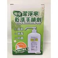 在飛比找蝦皮購物優惠-【恆安 】潔淨寧乾洗手噴劑 1000ML(霧狀式壓頭)