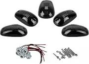 5pcs Black Smoked Lens Cab Roof Marker Lights, Top Roof Lamp Clearance Running Light Replacement for 2003-2018 Dodge Ram 1500 2500 3500 4500 5500 or other Truck SUV (Black Smoked Lens without Bulbs)